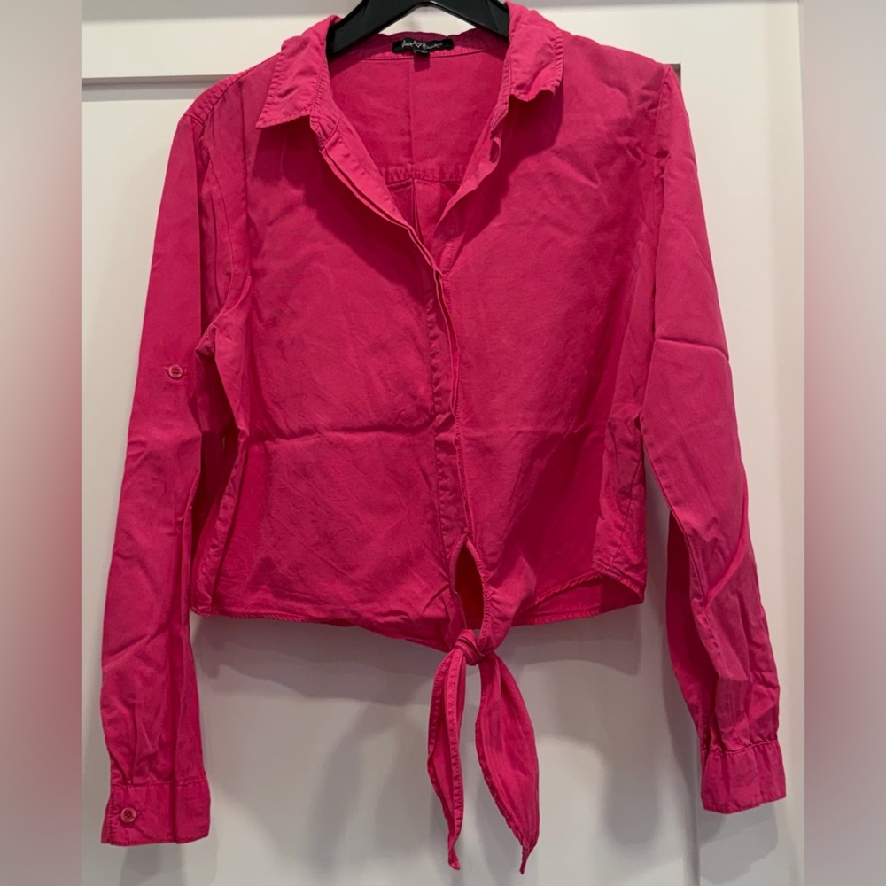 Velvet Heart Fuchsia Button-Down Shirt w/ Adjustable Sleeves